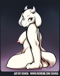 333456 breasts caprine female goat horn looking_at_viewer mammal monster nude side_boob sitting solo toriel undertale video_games 