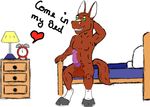  &lt;3 animal_genitalia animal_penis balls bed brown_fur clock dogslive equine equine_penis erection fur green_eyes hooves lamp looking_at_viewer male mammal navel nude penis simple_background sitting smile solo white_background 