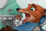  2016 ambiguous_gender bib canine chair clothed clothing dentist disney doctor drill feline fox gas green_eyes hamster ipoke leopard light mammal medical mouse nick_wilde nurse open_mouth pink_nose rodent shrew snow_leopard teeth tongue zootopia 