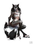  2016 anthro black_fur black_hair black_sclera blue_eyes blue_pussy blue_tongue butt claws clitoral_hood cuntboy english_text fur green_eyes hair heterochromia hi_res intersex long_hair long_tongue looking_at_viewer navel nude open_mouth prehensile_clitoral_hood pussy raesheris raised_leg sergal simple_background sitting slit_pupils solo stripes text toe_claws tongue white_background white_fur 
