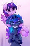  2016 absurd_res blue_eyes blue_fur blue_hair crown duo equine feathered_wings feathers female feral forced_smile friendship_is_magic fur hair hi_res horn long_hair looking_at_viewer lyra-senpai mammal multicolored_hair my_little_pony note princess_luna_(mlp) purple_eyes purple_fur simple_background smile twilight_sparkle_(mlp) winged_unicorn wings 