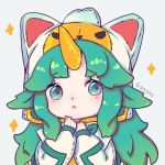  1girl alternate_costume alternate_hair_color alternate_hairstyle fluffy_ears green_eyes green_hair league_of_legends magical_girl pajamas pointy_ears soraka star_guardian_soraka 千机siki 