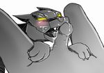  black_and_white blush claws cum cum_on_face decepticon decepticon_insignia erection feline hi_res human machine male mammal monochrome nude open_mouth panther penis ravage robot simple_background solo solo_focus teeth transformers unknown white_background yellow_eyes 