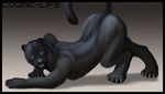  ass_up black_fur black_panther butt claws cosmiclife crawling feline female fur hi_res jaguar looking_at_viewer mammal open_moth panther pinup pose prowling raised_tail seductive simple_background solo stalking teeth 
