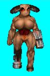  2013 big_breasts breasts cyberdemon demon digital_media_(artwork) doom female mystical orange_eyes pixel_(artwork) pussy solo sprite video_games 