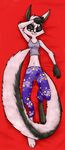 2016 anthro breasts burntbeebs clothed clothing dakimakura_design dreamkeepers female fluffy_tail fur half-closed_eyes hi_res long_tail looking_at_viewer lying mammal midriff navel on_back one_eye_closed pink_fur shirt solo tank_top viriathus watermark 