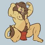  belly body_hair canine clothing feline flexing hairy happy_trail hybrid junga licking lion loincloth male mammal muscular overweight seductive slightly_chubby tongue tongue_out wolf 
