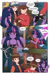  2015 anthro anthrofied baseball_cap blush breasts brown_hair cleavage clothed clothing comic dipper_pines disney english_text equine feathered_wings feathers female forest friendship_is_magic fur grappling_hook gravity_falls hair hat hi_res horn horse human long_hair mabel_pines male mammal multicolored_hair my_little_pony outside patreon pony purple_eyes purple_fur shadowfenrirart text tree twilight_sparkle_(mlp) two_tone_hair winged_unicorn wings 