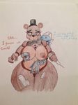  animatronic anthro areola bear big_breasts bow breasts buru_(jaynatorburudragon) colored_pencil_(artwork) crossgender dragon duo english_text erect_nipples female fingering five_nights_at_freddy&#039;s freddy_(fnaf) hi_res jaynatorburudragon machine male male/female mammal nipples nude pussy robot text thick_thighs traditional_media_(artwork) video_games wide_hips 
