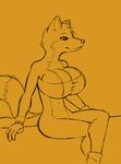  big_breasts bottomless breasts canine cleavage clothed clothing female fox huge_breasts mammal melissa_&quot;tailsko&quot;_prower miles_prower monochrome norithics sitting sonic_(series) tube_top 
