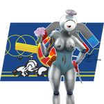  2015 anthro breasts fan_character female looking_at_viewer machine magnemite mecha nintendo nude pok&eacute;mon pussy robot solo video_games znhc 