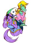  &lt;3 alligator alpha_channel blonde_hair blush bratty_(undertale) cat catty_(undertale) duo feline female hair lipstick mammal monster musquii piercing pink_sclera reptile scalie undertale video_games yellow_sclera 