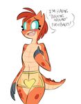  &lt;3 argonian audrey blue_eyes blush claws clothing embarrassed female flat_chested flattered hair herny hi_res panties red_hair red_scales scales scalie solo teeth the_elder_scrolls tongue underwear video_games 
