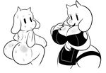  anthro boss_monster breasts butt caprine cleavage clothed clothing goat hi_res mammal monster nipples nude side_boob solofrozen sweat toriel undertale video_games 