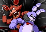  animatronic bonnie_(fnaf) canine duo eye_patch eyewear five_nights_at_freddy&#039;s fox foxy_(fnaf) hook lagomorph machine mammal rabbit robot video_games プロト6号 