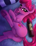  2016 absurd_res alcohol anatomically_correct anatomically_correct_pussy animal_genitalia animal_pussy anus berry_punch_(mlp) beverage blush bottle butt cutie_mark dock earth_pony equine equine_pussy female feral food friendship_is_magic hair hi_res hooves horse kinkypinkie looking_at_viewer lying mammal my_little_pony on_side pony pussy solo tongue tongue_out underhoof 