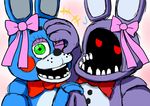  animatronic bonnie_(fnaf) duo five_nights_at_freddy&#039;s five_nights_at_freddy&#039;s_2 glowing glowing_eyes lagomorph machine mammal rabbit robot toy_bonnie_(fnaf) video_games プロト6号 