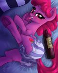  2016 absurd_res alcohol berry_punch_(mlp) beverage blush bottle boxers_(clothing) clothing cutie_mark dock earth_pony equine female feral food friendship_is_magic hair hi_res hooves horse kinkypinkie looking_at_viewer lying mammal my_little_pony on_side pony solo tongue tongue_out underhoof underwear 