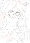  annie_(splatoon) blush clothed clothing eyewear female flat_chested glasses humanoid kereno nintendo partially_clothed sea_anemone sketch splatoon sweat tears topless video_games 