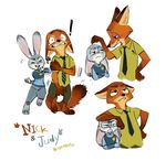  annoyed anthro badge canine clothing disney duo female fox fur grey_fur hi_res interspecies judy_hopps lagomorph long_ears male mammal nick_wilde orange_fur police_uniform predator/prey_relations rabbit size_difference standing tight_clothing underguo uniform zootopia 