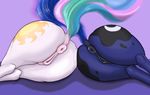  2016 anatomically_correct anatomically_correct_pussy animal_genitalia animal_pussy anus butt cutie_mark duo equine equine_pussy female feral friendship_is_magic horse lying mammal my_little_pony nalesia princess_celestia_(mlp) princess_luna_(mlp) pussy sibling sisters 