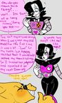  alphys anthro blush clothed clothing comic digital_media_(artwork) duo english_text eyewear glasses hair humanoid long_hair machine male mettaton monster nsfwshamecave open_mouth robot simple_background text undertale video_games 