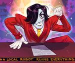  black_hair clothed clothing digital_media_(artwork) girly hair hotlegmeme humanoid machine male mettaton monster not_furry open_mouth robot smile undertale video_games 