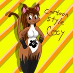  breasts brown_hair cecy female hair hi_res sexybigears69 solo tabby_cat thick_thighs toony 