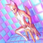  3d_(artwork) anthro canine cgi cum digital_media_(artwork) fox fur girly hi_res luki13lol male mammal masturbation nails nude painted penis shower solo 