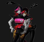  clothed clothing digital_media_(artwork) duo girly hair humanoid machine makeup male mettaton monster multi_arm multi_eye multi_limb not_furry robot selfcest simple_background square_crossover teeth text translation_request underfell undertale unknown_artist video_games 