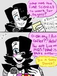  blush clothed clothing comic digital_media_(artwork) english_text eyewear glasses hair humanoid machine male mettaton monster not_furry nsfwshamecave open_mouth robot smile solo text undertale unseen_character video_games 