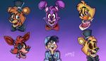  2014 animatronic avian bear bird bonnie_(fnaf) bow canine chica_(fnaf) chicken eye_patch eyewear facial_hair female five_nights_at_freddy&#039;s fox foxy_(fnaf) freddy_(fnaf) golden_freddy_(fnaf) group hat human lagomorph machine male mammal mike_schmidt purpleroselyn_(artist) rabbit robot top_hat video_games 