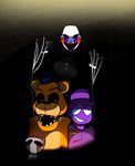  animatronic bear five_nights_at_freddy&#039;s five_nights_at_freddy&#039;s_2 glowing glowing_eyes golden_freddy_(fnaf) group hedgiemuffins hi_res human machine male mammal marionette_(fnaf) purple_man_(fnaf) robot video_games 