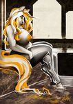  abdominal_bulge bath big_breasts blonde_hair breasts clothing djpuppeh equine eyes_closed female hair hi_res horn huge_breasts legwear lips mammal nipples pregnant sitting thick_thighs thigh_highs unicorn yellow_lipstick yellow_nipples 