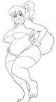  anthro big_breasts breasts canine clothed clothing dog female fur hair hi_res huge_breasts kibbles long_hair mammal midriff monochrome shirt shorts skidd slightly_chubby solo tank_top thick_thighs uberquest under_boob wide_hips 