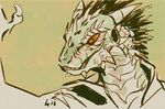  argonian furikake grin horn male orange_eyes portrait scalie skal-tel sketch solo the_elder_scrolls video_games 