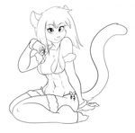 abs anthro bikini breasts cat clothed clothing feline female fur hair hi_res looking_at_viewer mammal mistletoe monochrome plant seductive sesame_akane simple_background skidd solo swimsuit uberquest white_background 