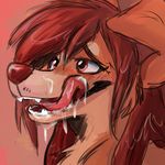  2014 anthro blush canine cum cum_on_face dog female headshot_portrait icon licking licking_lips mammal nude portrait red_eyes solo tongue tongue_out waywardmutt 