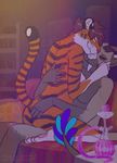  2016 animated anthro black_fur black_stripes blinking breasts brown_fur cuddling digital_media_(artwork) duo embrace fangs feet feline female female/female fur hand_behind_back hand_on_back hand_on_butt hindpaw hookah hug inner_ear_fluff jeanwoof licking loop lynx mammal mastery_position multicolored_fur nude on_lap orange_fur pawpads paws raised_tail sabertooth_(feature) sex side_boob sitting smile sofa striped_fur stripes tail_tuft tailwag tiger toes tongue tongue_out tuft white_fur 