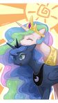  2016 blue_eyes blush buryooooo crown cute duo equine eyes_closed female feral friendship_is_magic hair hi_res horn jewelry long_hair mammal multicolored_hair my_little_pony necklace open_mouth princess_celestia_(mlp) princess_luna_(mlp) royalty sibling sisters surprise unicorn winged_unicorn wings 