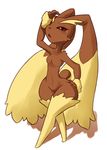  breasts brown_fur female fur hi_res ihara lagomorph lopunny mammal nintendo pok&eacute;mon red_eyes simple_background solo video_games white_background wide_hips 