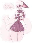  &lt;3 anthro big_breasts blush breasts canine cleavage clothed clothing dialogue english_text eyes_closed eyewear female fluffy_tail fox glasses hair julika_flocke kemono mammal monochrome open_mouth sailor_fuku sho sho_shibamoto solo speech_bubble text wide_hips 