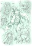  :o bad_id bad_pixiv_id closed_eyes competition_swimsuit green green_background hat hatsune_miku headset holding_hands leg_hug long_hair mayo_riyo monochrome musical_note one-piece_swimsuit sketch smile swimsuit traditional_media twintails very_long_hair vocaloid 