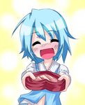  blue_hair blush box gift heart heart-shaped_box holding holding_gift incoming_gift kuroneko_no_toorimichi smile solo tatara_kogasa touhou valentine 