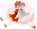  bad_id bad_pixiv_id brown_hair detached_sleeves hakurei_reimu komeiji_satori multiple_girls pink_eyes pink_hair red_eyes touhou yukirar 