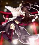  alternate_color black_hair bow detached_sleeves hair_bow hakurei_reimu japanese_clothes long_hair red_eyes ribbon sizu solo torii touhou white_sleeves 