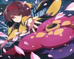  black_hair blush_stickers cherry_blossoms erika_(pokemon) gen_1_pokemon hairband hidaka japanese_clothes kimono petals pokemon pokemon_(creature) pokemon_(game) pokemon_frlg short_hair vileplume yellow_eyes 