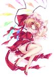  bad_id bad_pixiv_id blonde_hair flandre_scarlet lying mikan_(5555) red_eyes smile solo touhou wings 