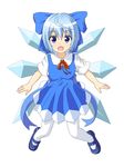  bad_id bad_pixiv_id blue_eyes blue_hair blush bow cirno hair_bow mashiri open_mouth pantyhose ribbon short_hair solo touhou wings 