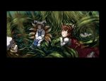  chen multiple_girls mutsutsu nature sunlight touhou tree water yakumo_ran yakumo_yukari 